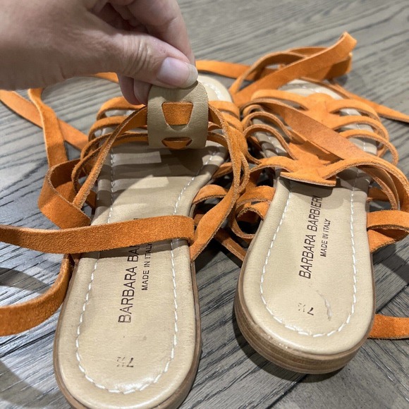 Barbara Barbieri Shoes Women 7.5 Orange Strappy Sandals - Picture 8 of 8